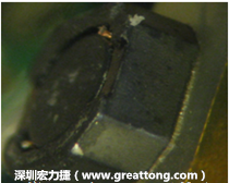 使用銀(Ag)鍍層的電源電感器(Power Inductors)，經過推力測試后，零件端點上已經看不到任何鍍層的痕跡了，所以其耐推力就比較小。