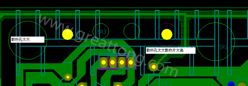 PCB設計中，散熱孔散熱片設計不當，造成很多電源板斷裂