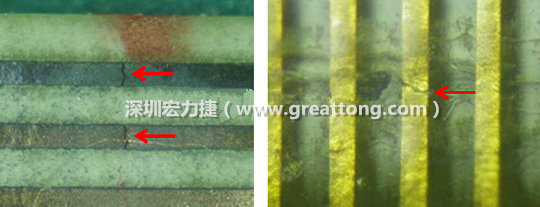如果擔心這個方法可能對弄斷銅箔線路，也可以試著將銅箔線路旁沒有銅箔的位置切開，然后試著撕開剝離外層護膜(cover film)，達到相同的目的