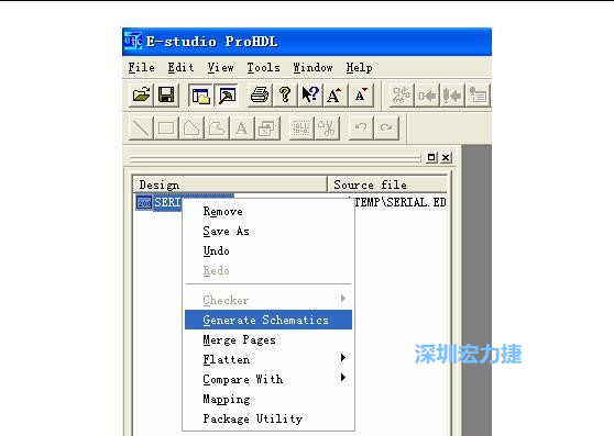 4．右鍵點擊 Serial.EDF 文件，選擇 Generate Schamatics：