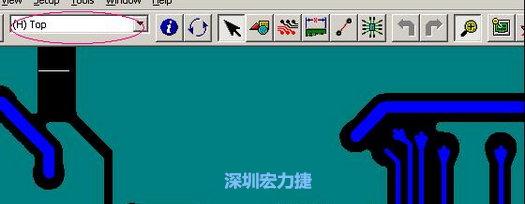 如果圖形像下圖一樣無法顯示鉆孔，只須圖（186）將紅色圈住的活動層改為當前顯示層即可。