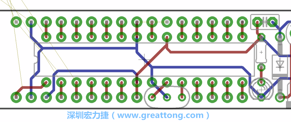 如果可以的話盡量讓接地線保持在電路板的背面，這樣它們就可以在可能范圍內和最大的接地面連結在一起。