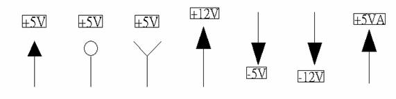 電源符號有下列幾種，可使用鍵盤 [Ctrl + Tab] 鍵切換：